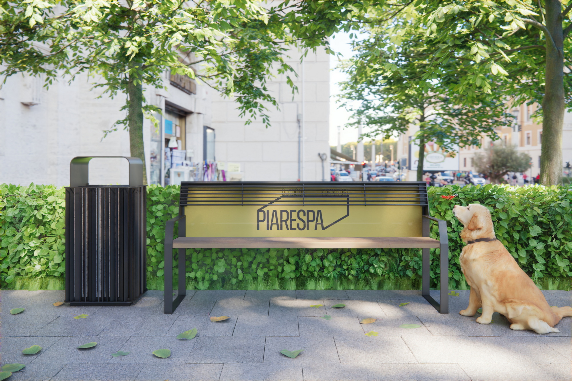 Современная уличная городская скамейка, лавка