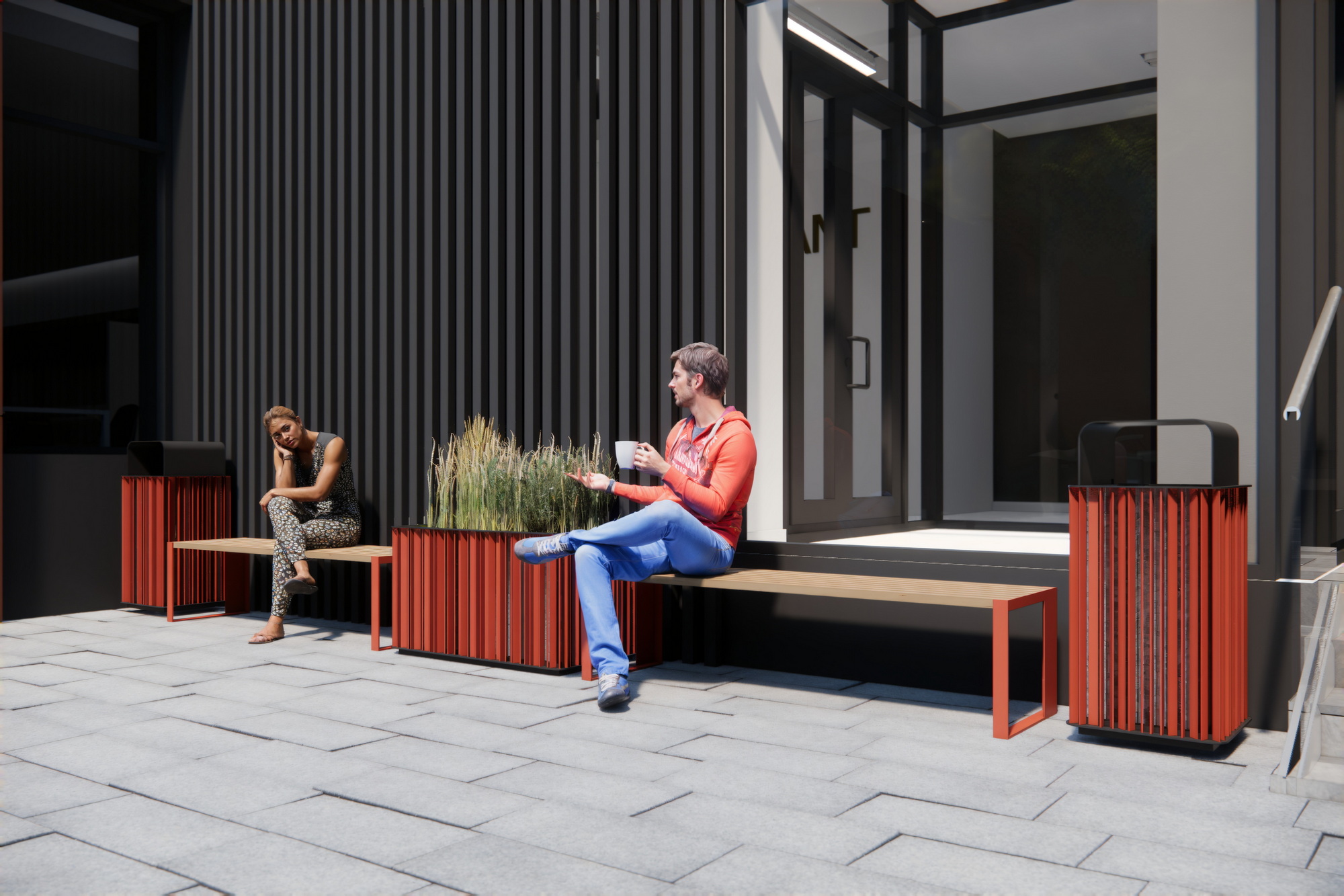 Современная уличная городская скамейка, лавка