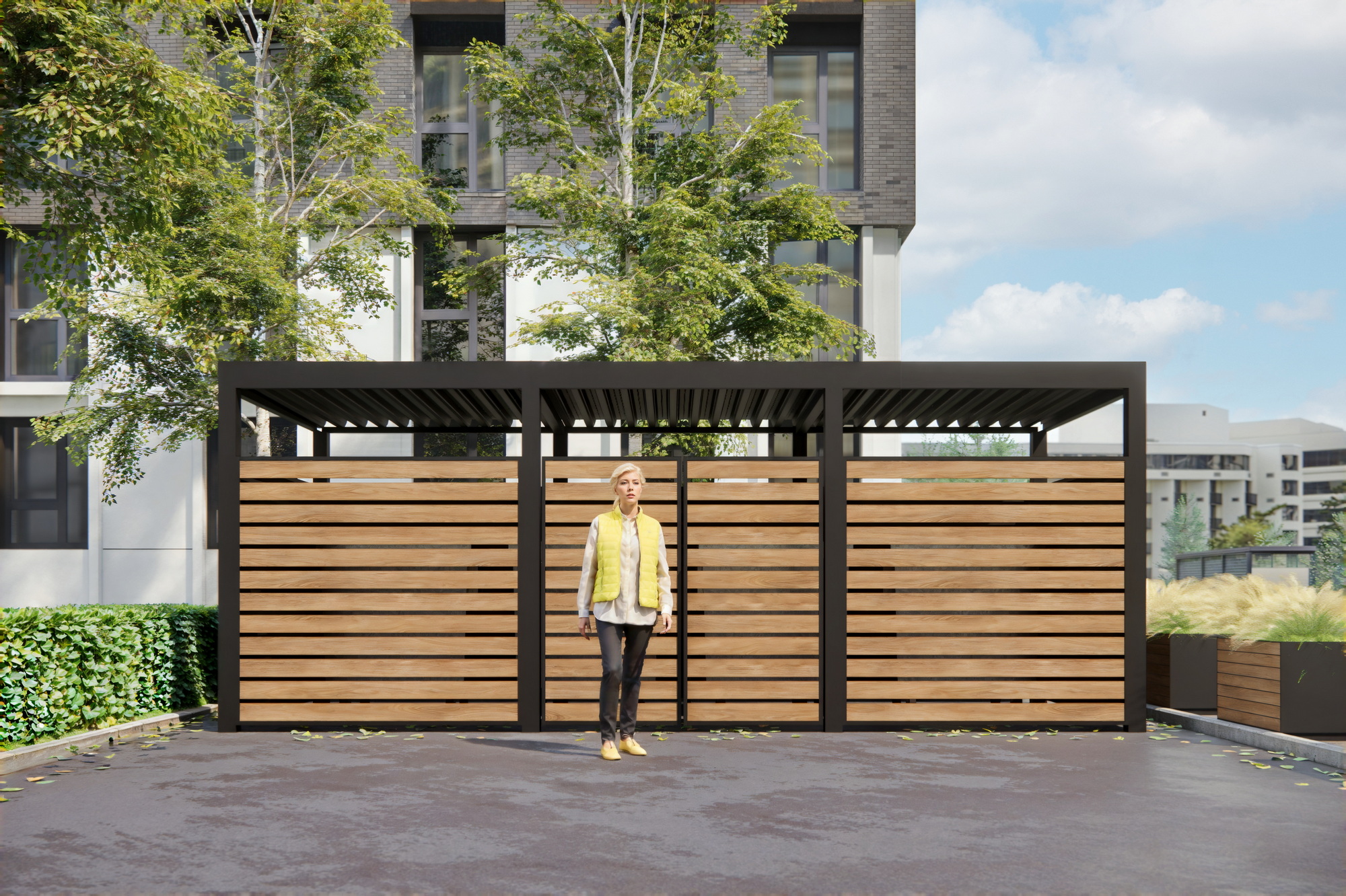 Современная уличная городская мебель навес для мусора ТБО контейнеров