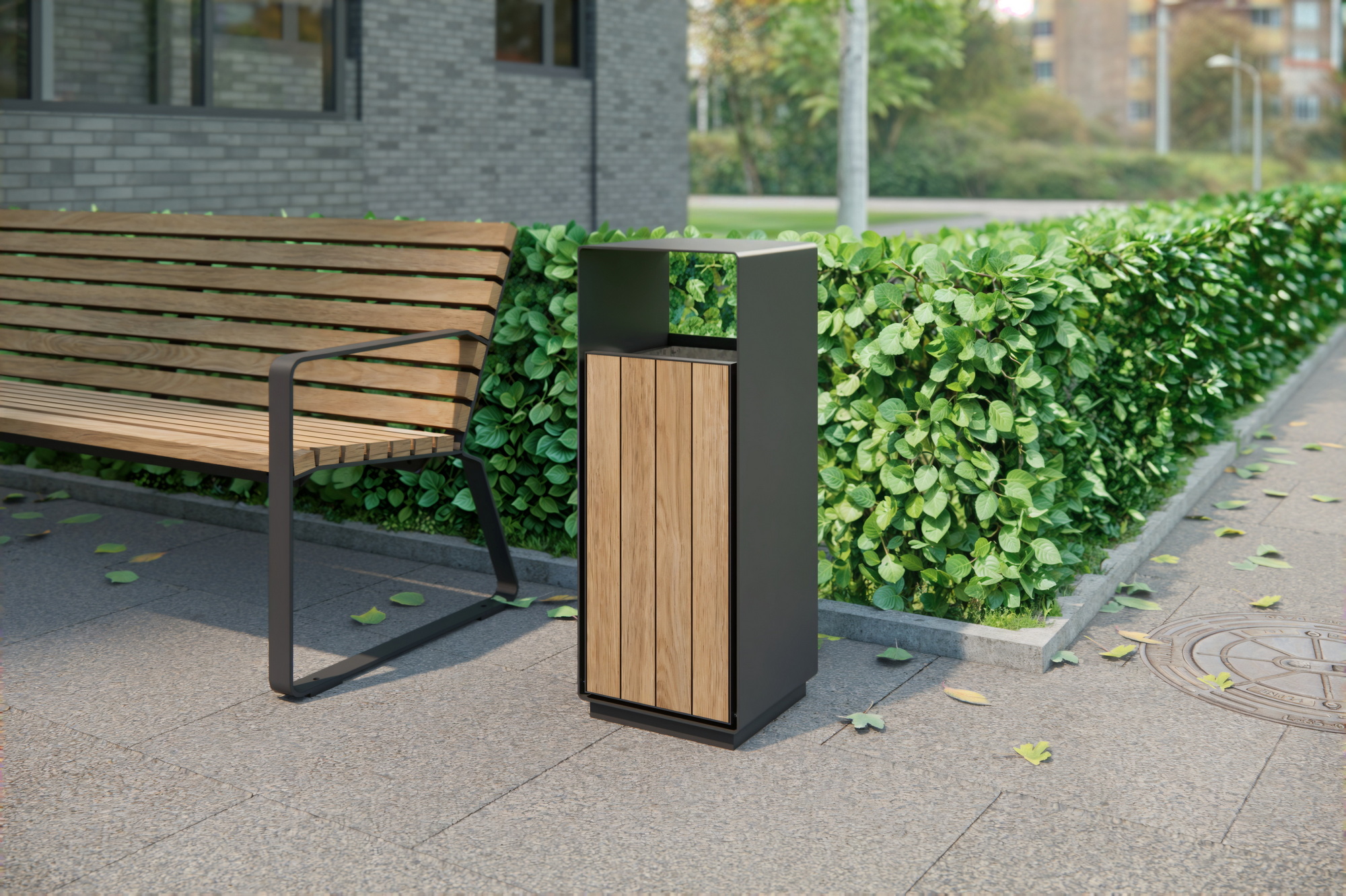 Современная уличная городская урна с пепельницей для сигарет