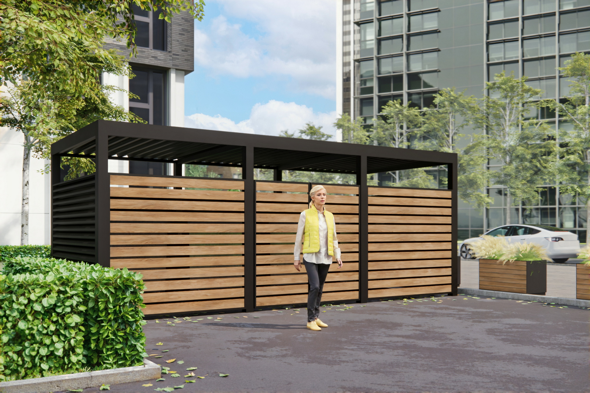 Современная уличная городская мебель навес для мусора ТБО контейнеров